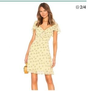Revolve Line and Dot Jaime lined floral yellow white print dress size Large New